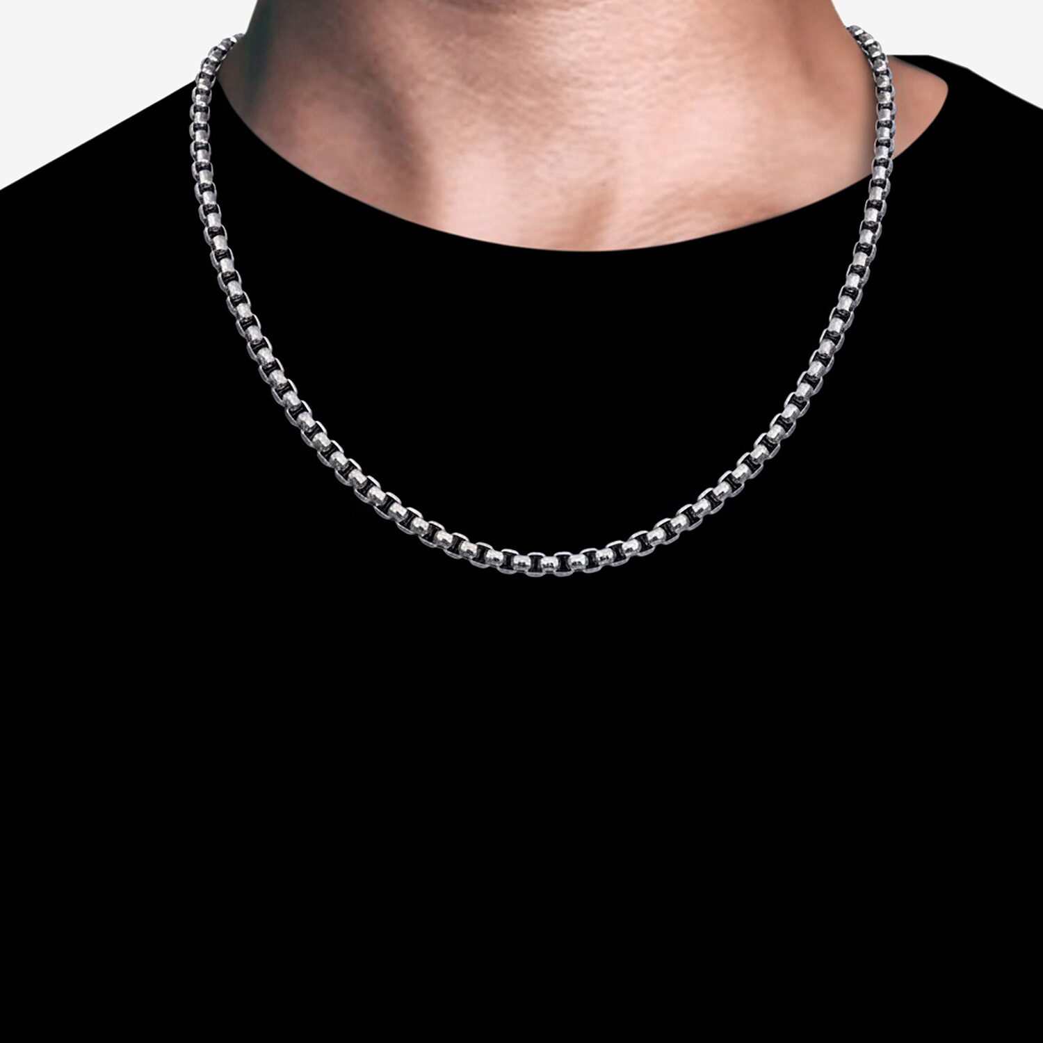 Mens Stainless Steel 24 Inch Tennis Necklace