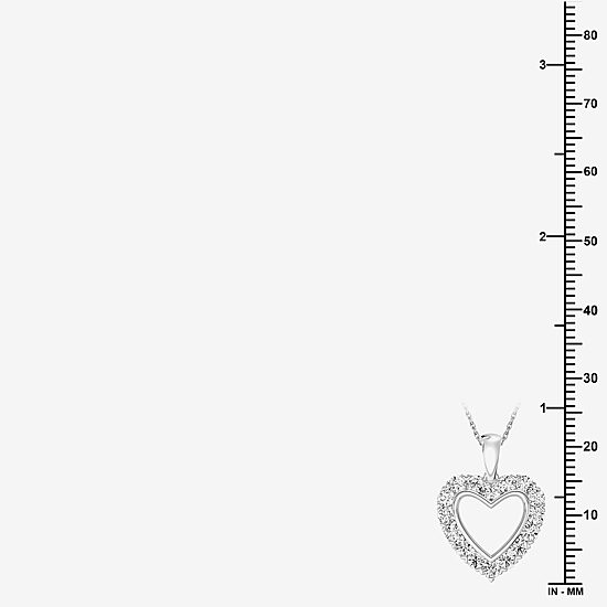 (G / Si1-Si2) Womens 1 CT. T.W. Lab Grown White Diamond Sterling Silver Heart 18 Inch Pendant Necklace