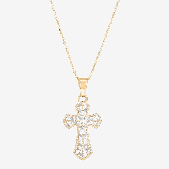 Limited Quantities! Womens 14K Gold Cross 18 Inch Pendant Necklace