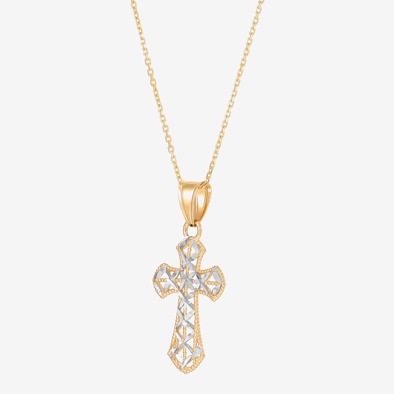 Limited Quantities! Womens 14K Gold Cross 18 Inch Pendant Necklace
