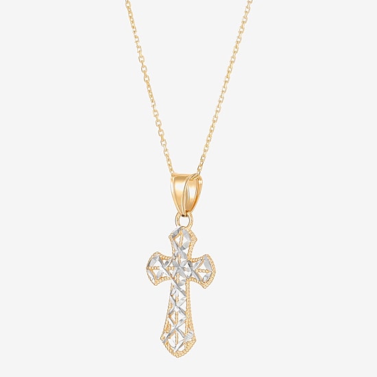 Limited Quantities! Womens 14K Gold Cross 18 Inch Pendant Necklace