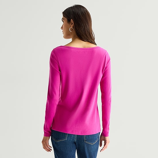 St. John's Bay Womens Easy-on + Easy-off Crew Neck Long Sleeve Adaptive T-Shirt