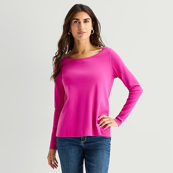 St. John's Bay Womens Easy-on + Easy-off Crew Neck Long Sleeve Adaptive T-Shirt