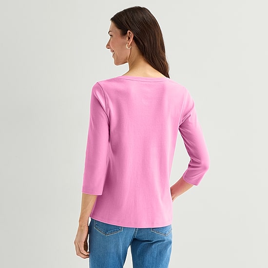 St. John's Bay Womens Easy-on + Easy-off V Neck 3/4 Sleeve Adaptive T-Shirt