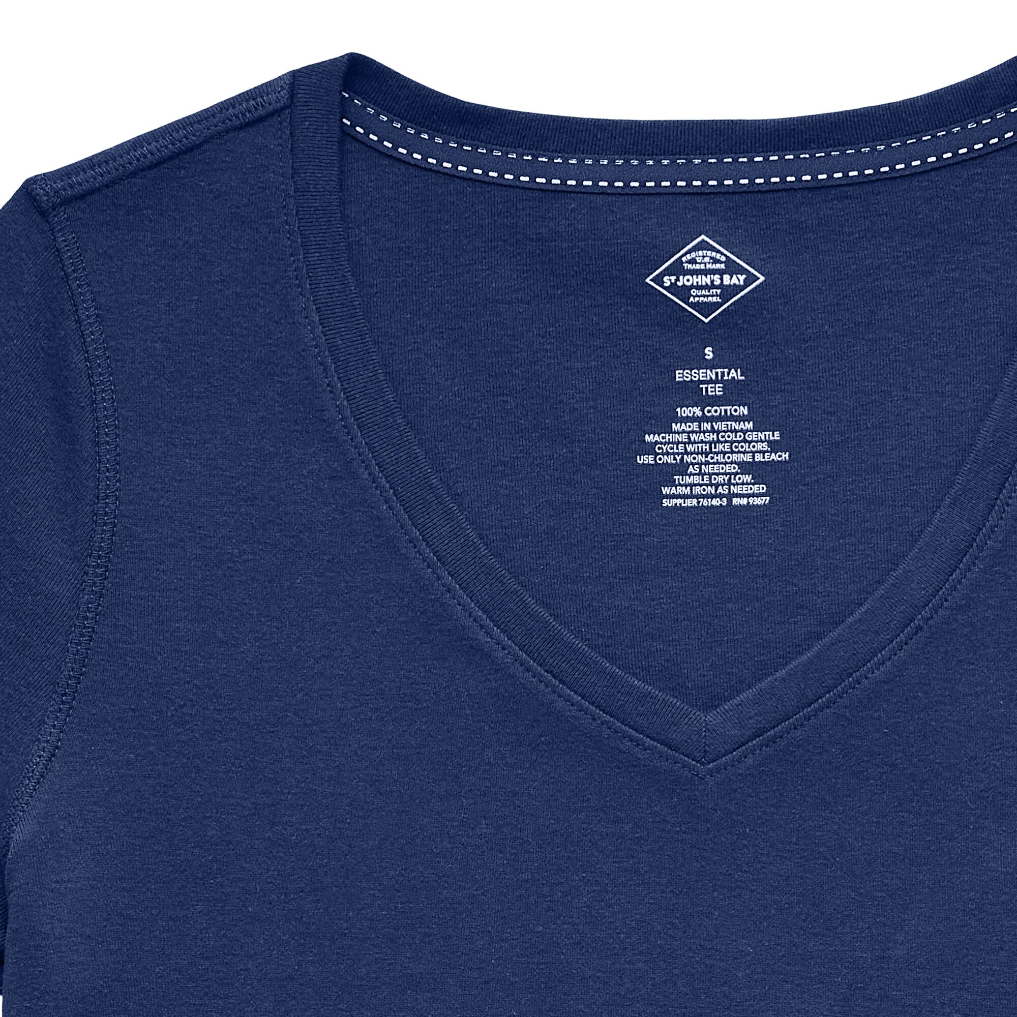 St. John's Bay Womens Easy-on + Easy-off V Neck 3/4 Sleeve Adaptive T-Shirt