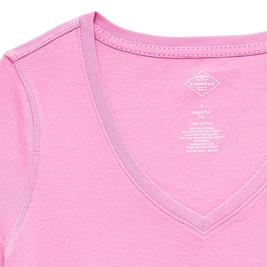 St. John's Bay Womens Easy-on + Easy-off V Neck 3/4 Sleeve Adaptive T-Shirt
