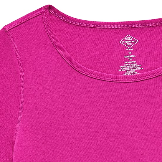 St. John's Bay Womens Plus Easy-on + Easy-off Crew Neck Long Sleeve Adaptive T-Shirt