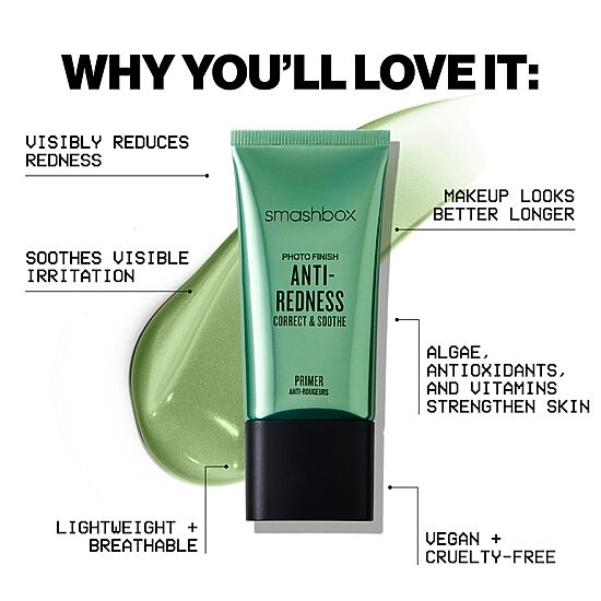 Smashbox Photo Finish Correct Anti-Redness Primer with Rose, Algae & Mushroom (10ml)