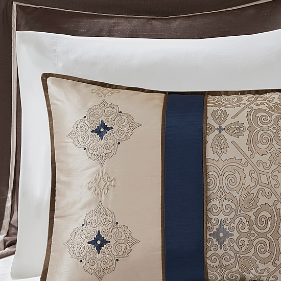 Madison Park Essentials Parker Jacquard Embroidered 24-pc. Complete Bedding Set with Sheets and Window Treatments