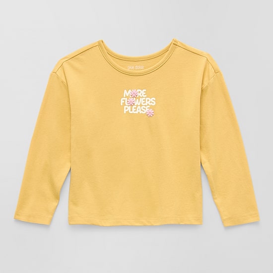 Okie Dokie Toddler & Little Girls Round Neck Long Sleeve Regular Fit Graphic T-Shirt