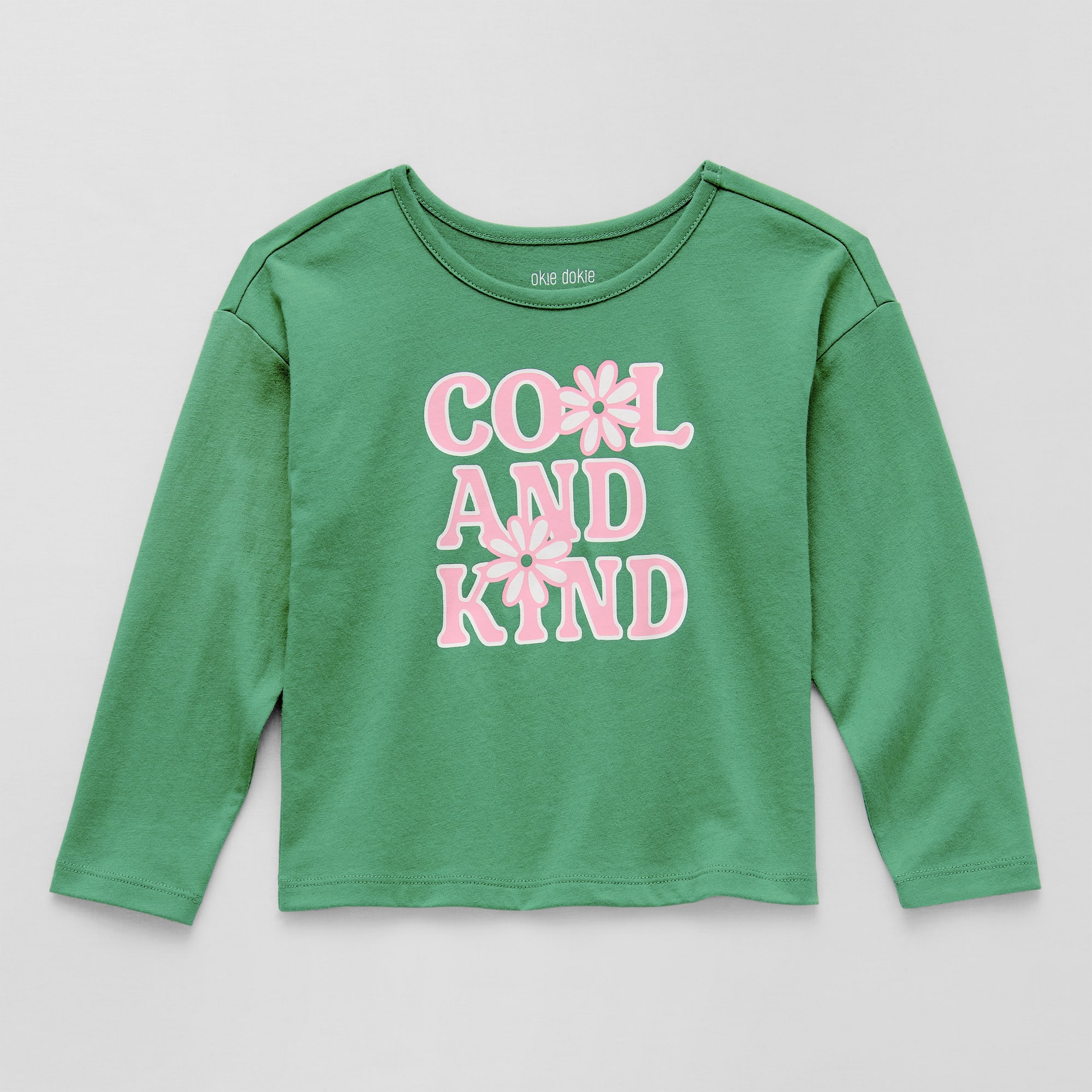 Okie Dokie Toddler & Little Girls Round Neck Long Sleeve Regular Fit Graphic T-Shirt