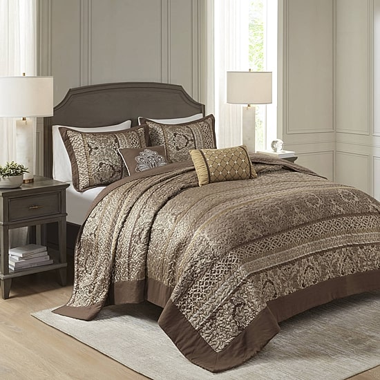 Madison Park Venetian 5 Piece Reversible Jacquard Bedspread Set