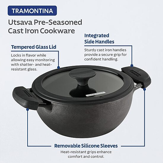 Tramontina Pre-Seasoned Cast Iron 2.3-qt. Kadai