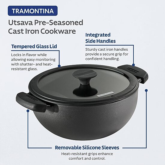 Tramontina Pre-Seasoned Cast Iron 3.9-qt. Kadai