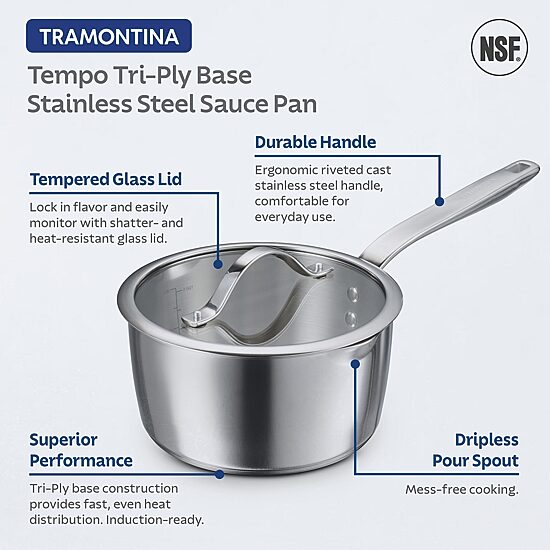 Tramontina Tempo Tri-Ply Stainless Steel 3-qt. Sauce Pan