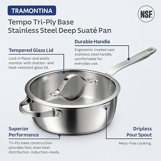 Tramontina Tempo Tri-Ply Stainless Steel 3.5-qt. Sauce Pan