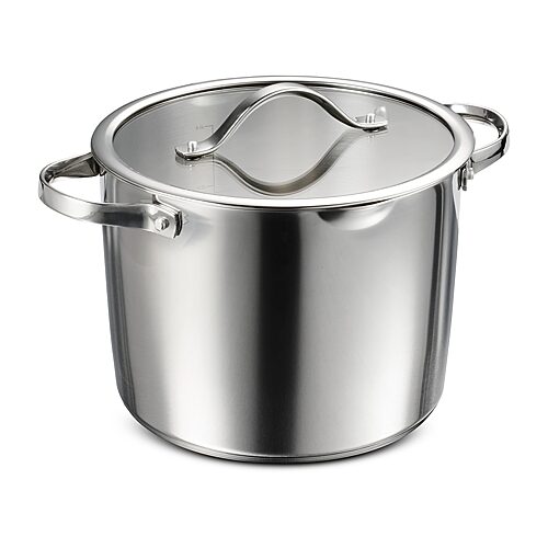 Tramontina Tempo Tri-Ply Base Stainless Steel 8-Quart Stock Pot with Glass Lid - Silver