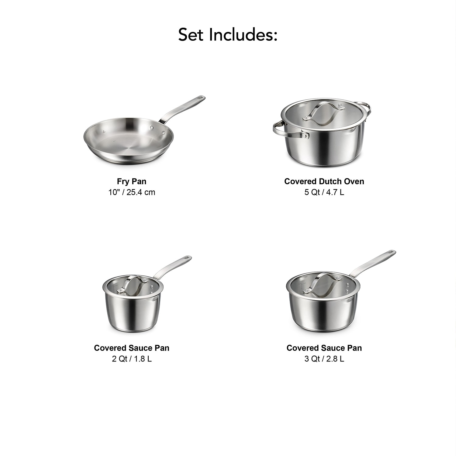 Tramontina Tempo Tri-Ply Stainless Steel 7-pc. Cookware Set