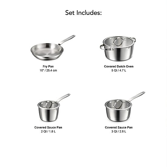 Tramontina Tempo Tri-Ply Stainless Steel 7-pc. Cookware Set