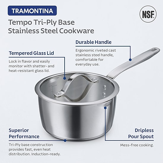 Tramontina Tempo Tri-Ply Stainless Steel 14-pc. Cookware Set