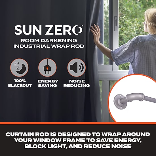 Sun Zero Room Darkening Bronn Industrial 3/4 IN Curtain Rod