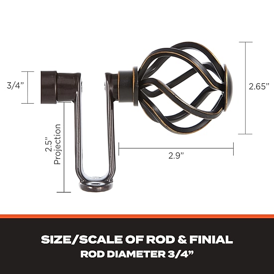Sun Zero Room Darkening Cage 3/4 IN Curtain Rod