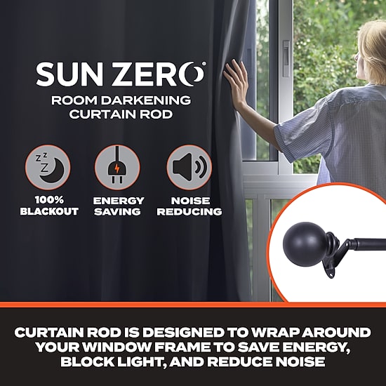 Sun Zero Room Darkening Philip 3/4 IN Curtain Rod