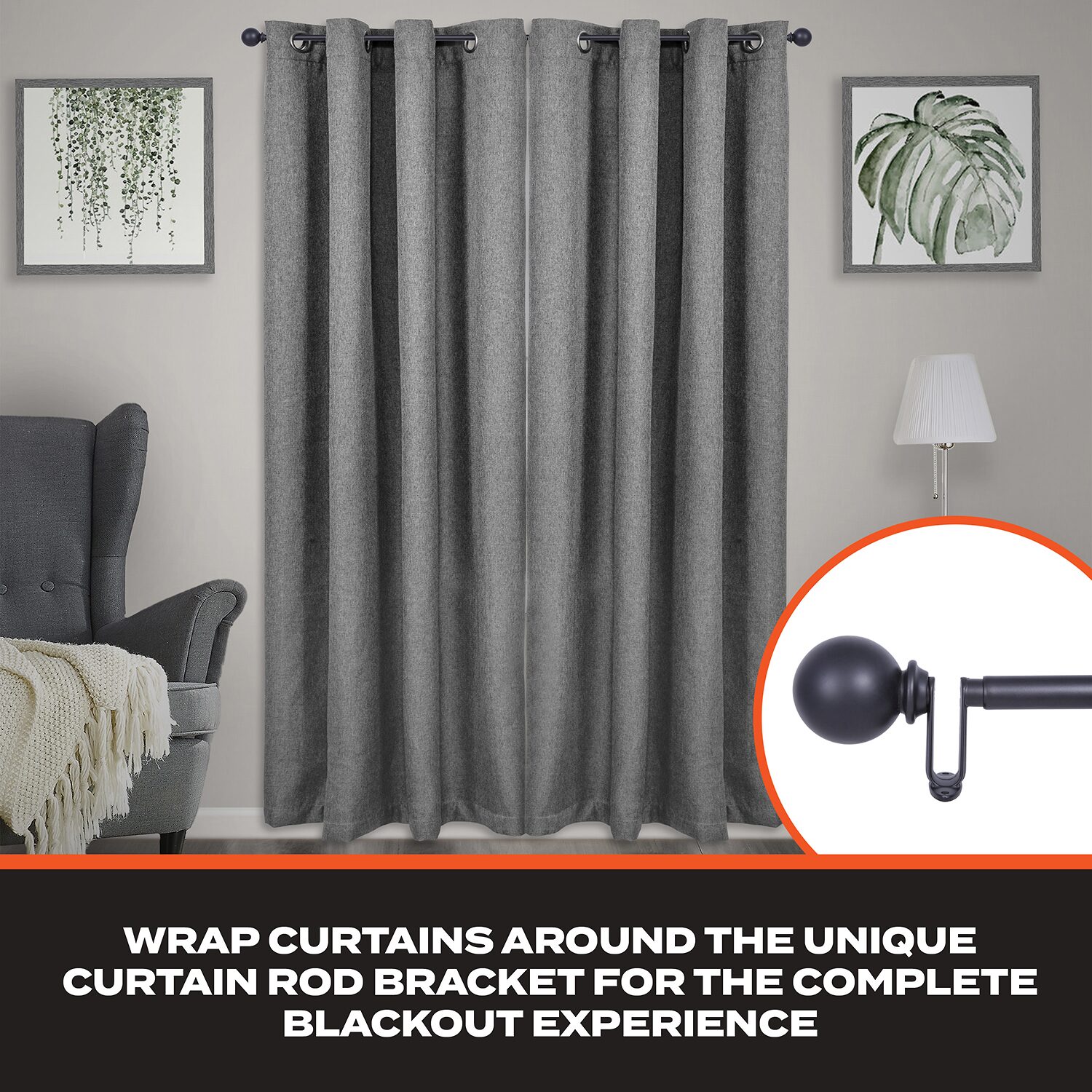Sun Zero Room Darkening Philip 3/4 Curtain Rod