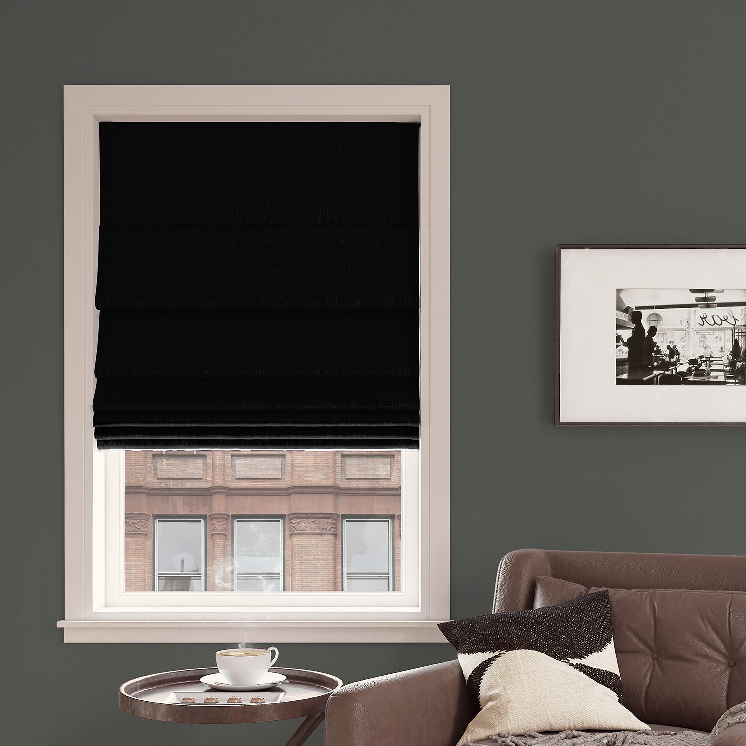Sun Zero Pryer Energy Saving Cordless 100% Blackout Roman Shade