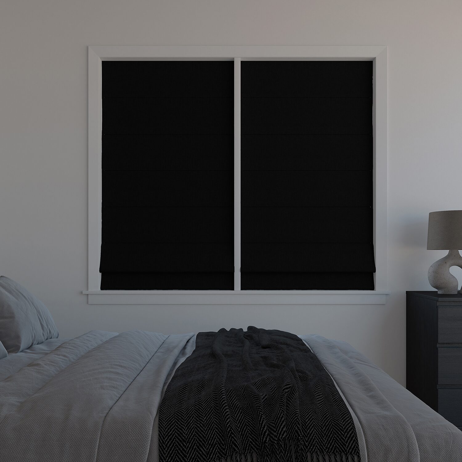 Sun Zero Pryer Energy Saving Cordless 100% Blackout Roman Shade