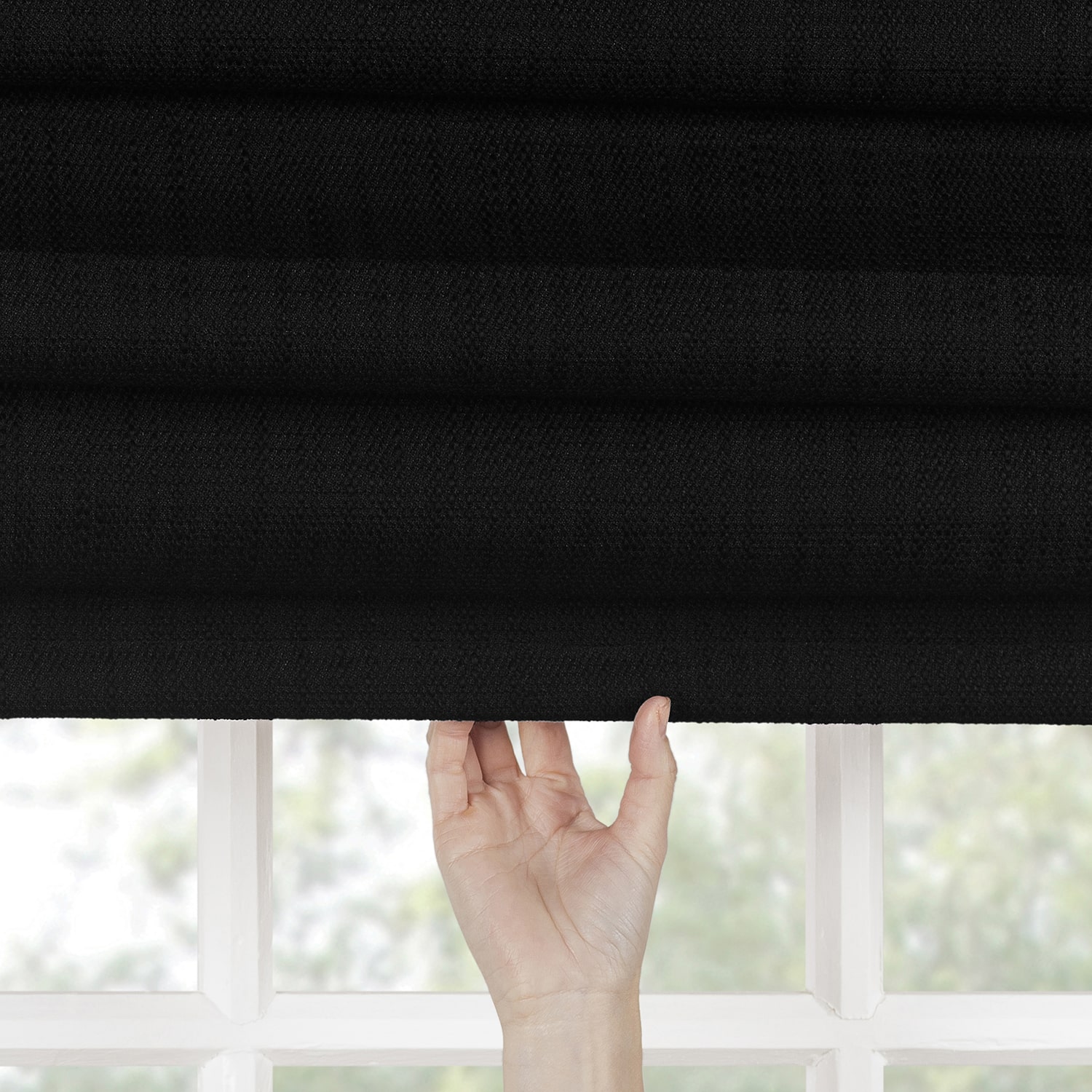 Sun Zero Pryer Energy Saving Cordless 100% Blackout Roman Shade