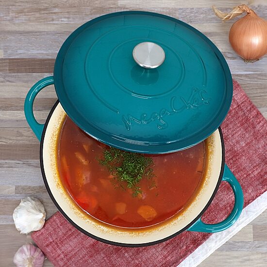 MegaChef Round Enameled Cast Iron 6 1/4 Qt Cast Iron Dutch Oven