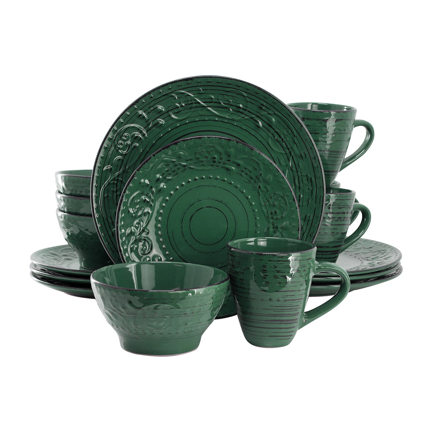 Elama Malibu Sea Glass Dg 16-pc. Stoneware Dinnerware Set