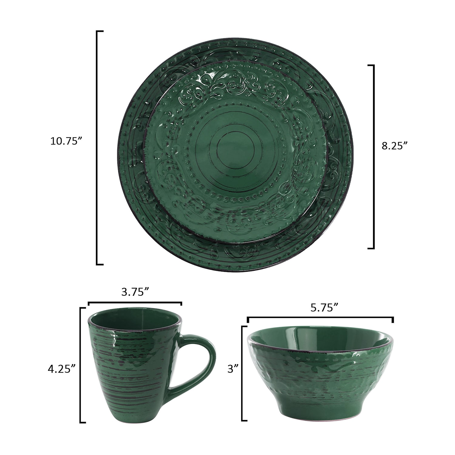 Elama Malibu Sea Glass Dg 16-pc. Stoneware Dinnerware Set
