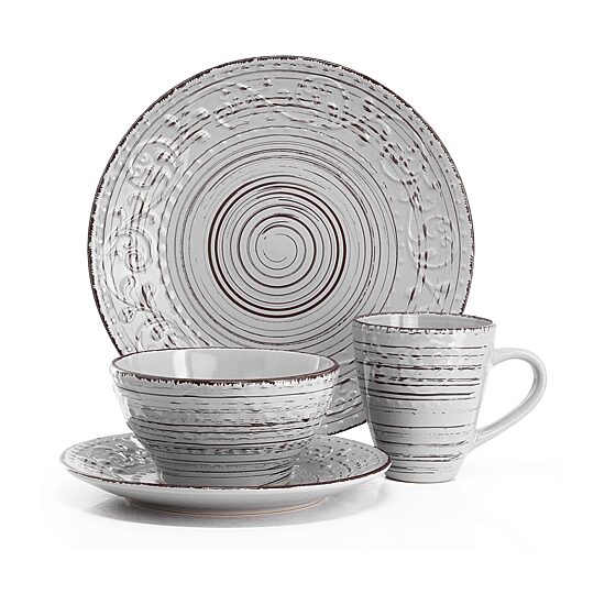 Elama Malibu Calcite 16-pc. Stoneware Dinnerware Set