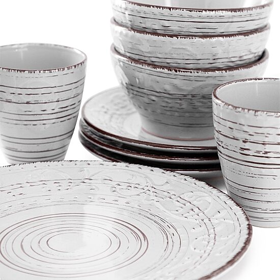 Elama Malibu Calcite 16-pc. Stoneware Dinnerware Set