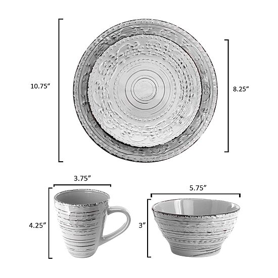 Elama Malibu Calcite 16-pc. Stoneware Dinnerware Set