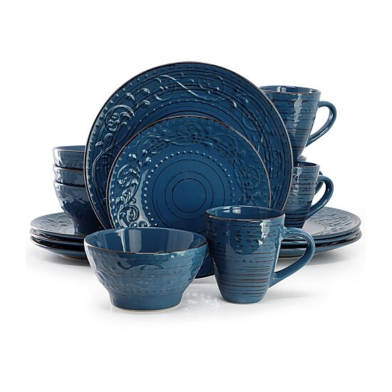Elama Malibu Sea Glass Db 16-pc. Stoneware Dinnerware Set