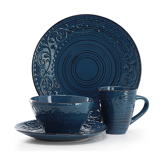 Elama Malibu Sea Glass Db 16-pc. Stoneware Dinnerware Set