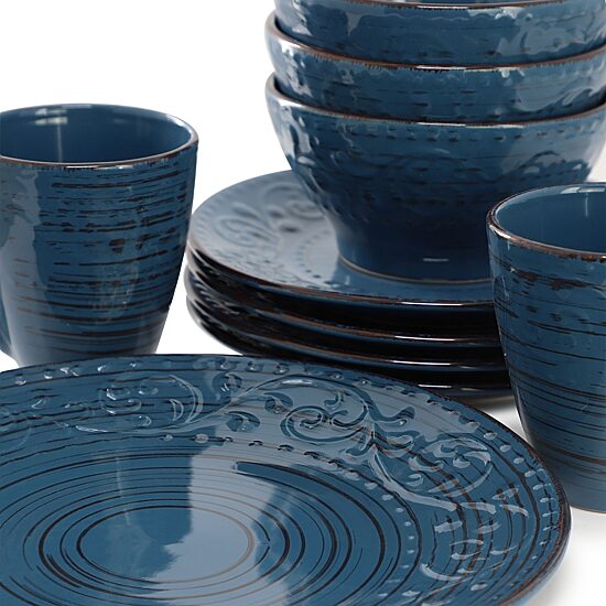Elama Malibu Sea Glass Db 16-pc. Stoneware Dinnerware Set