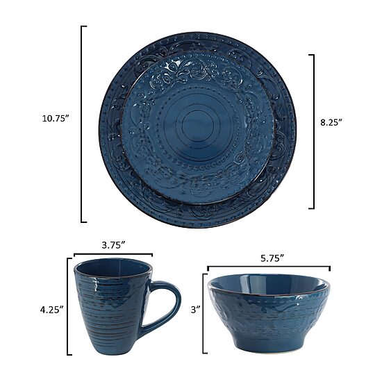 Elama Malibu Sea Glass Db 16-pc. Stoneware Dinnerware Set