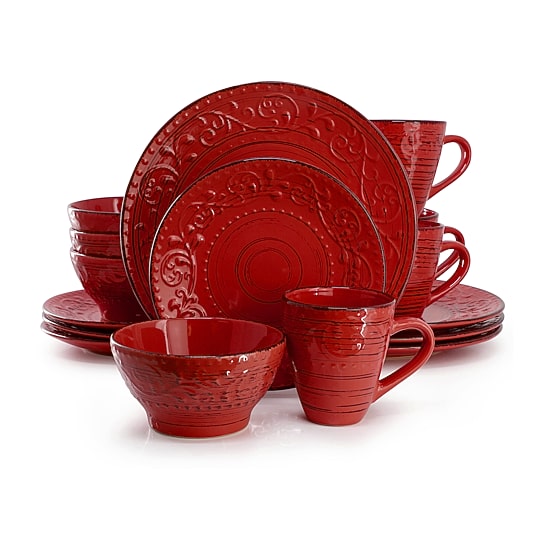 Elama Malibu Ocean Bloom 16-pc. Stoneware Dinnerware Set