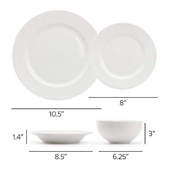 Elama Kim 16 Piece 16-pc. Porcelain Dinnerware Set