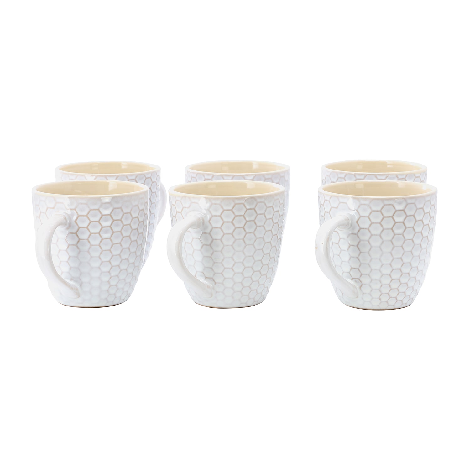 Elama Honeycomb White 6-pc. Geometric Coffee Mug