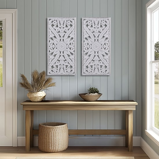 Madison Park Botanical Distressed Carved Wood 2-pc. Wall Art Set