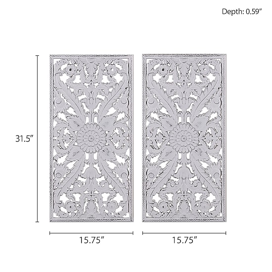 Madison Park Botanical Distressed Carved Wood 2-pc. Wall Art Set