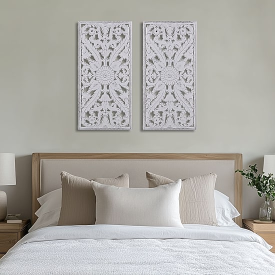 Madison Park Botanical Distressed Carved Wood 2-pc. Wall Art Set