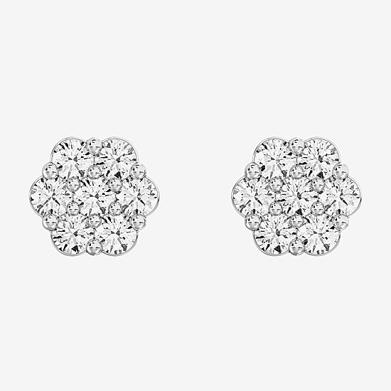 Diamond Blossom (G / Si1-Si2) 1 CT. T.W. Lab Grown White Diamond Sterling Silver 8.8mm Stud Earrings
