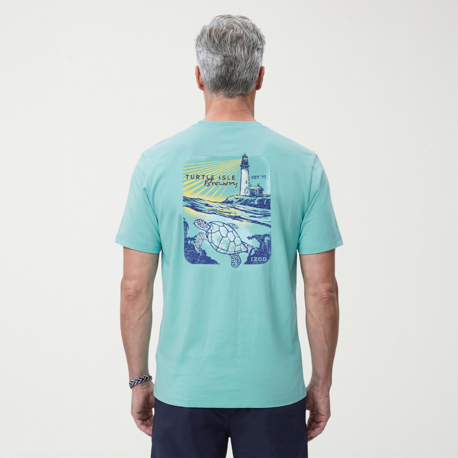 IZOD Saltwater Soft Wash Mens Crew Neck Short Sleeve Classic Fit Graphic T-Shirt
