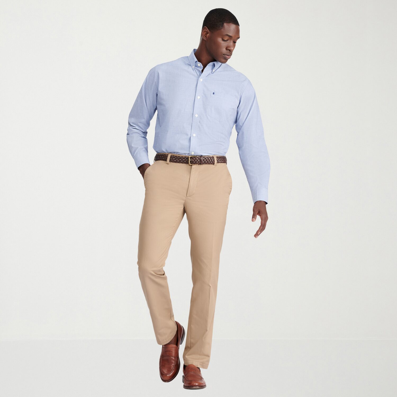 IZOD Performance Comfort Mens Long Sleeve Classic Fit Button-Down Shirt